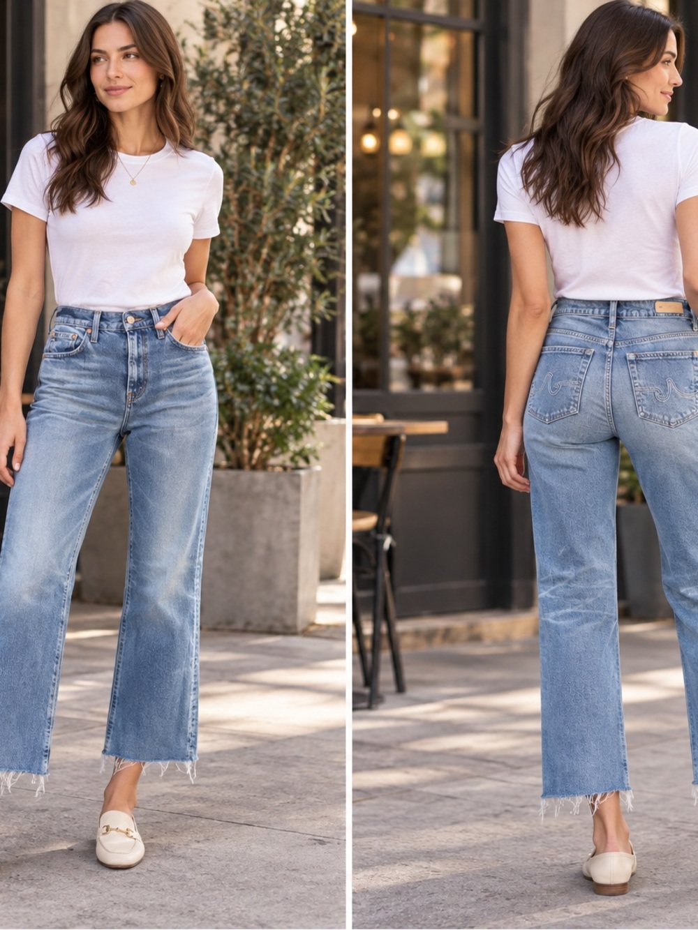 AG Adriano Goldschmied Light Wash Cropped Wide Leg Jeans 26 x 30